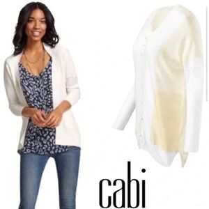 Cabi Color Block White and Cream Cardigan